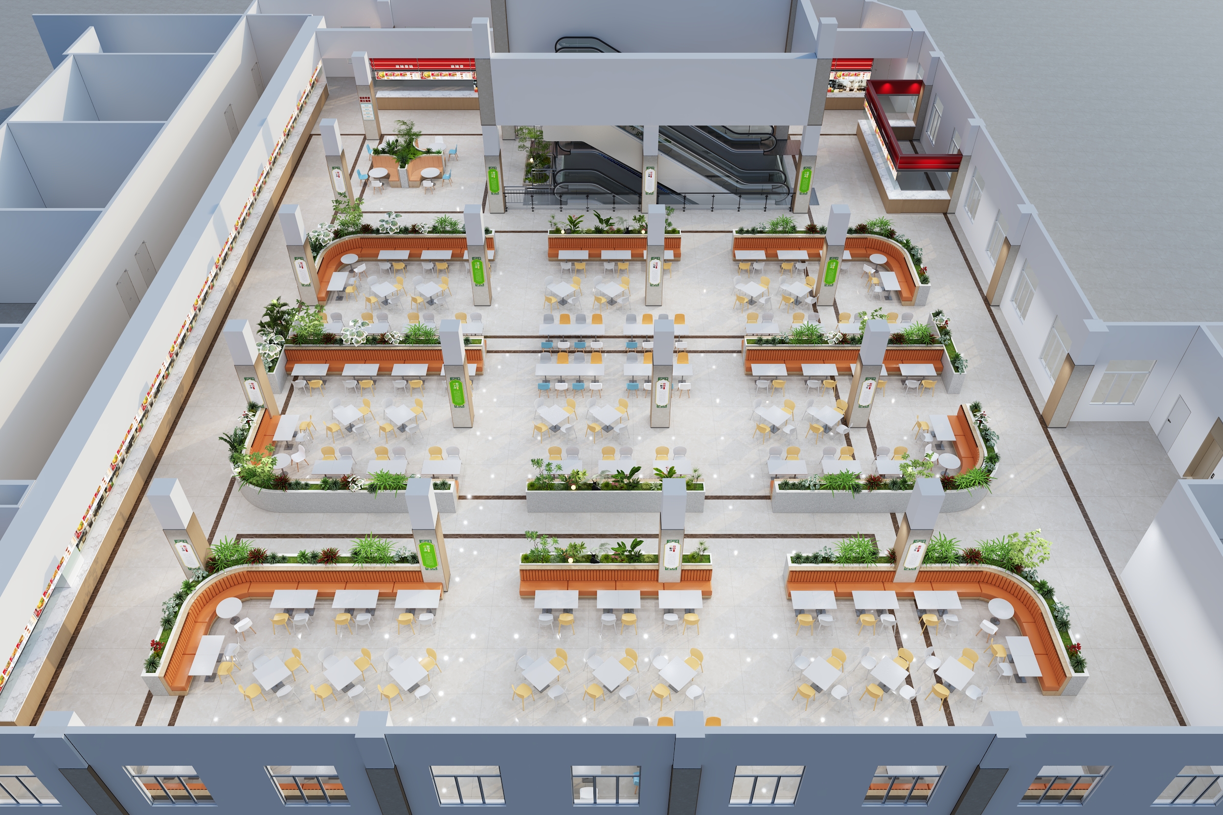 rendering of a modern cafeteria